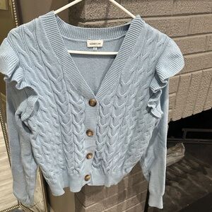 Sugarlips Sky Blue Ruffle Cardigan